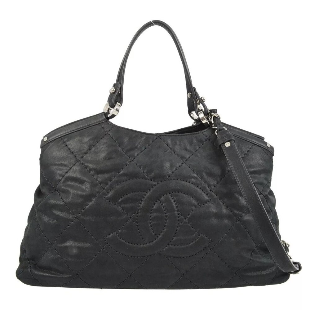 Chanel Black Glitter Fabric Wild Stitch 2way Tote Handbag - Picture 9 of 9